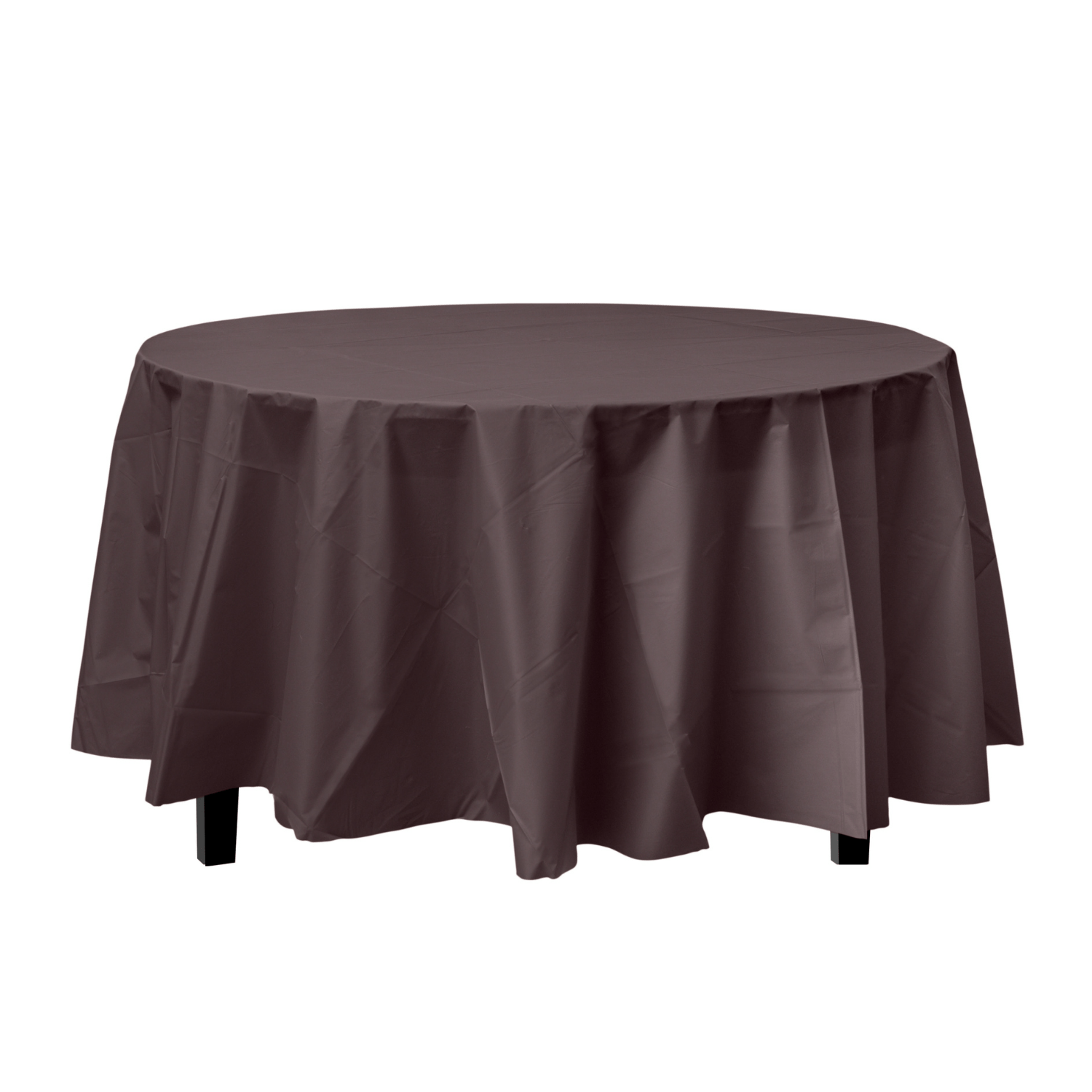 Brown Round Plastic Tablecloth | 48 Count