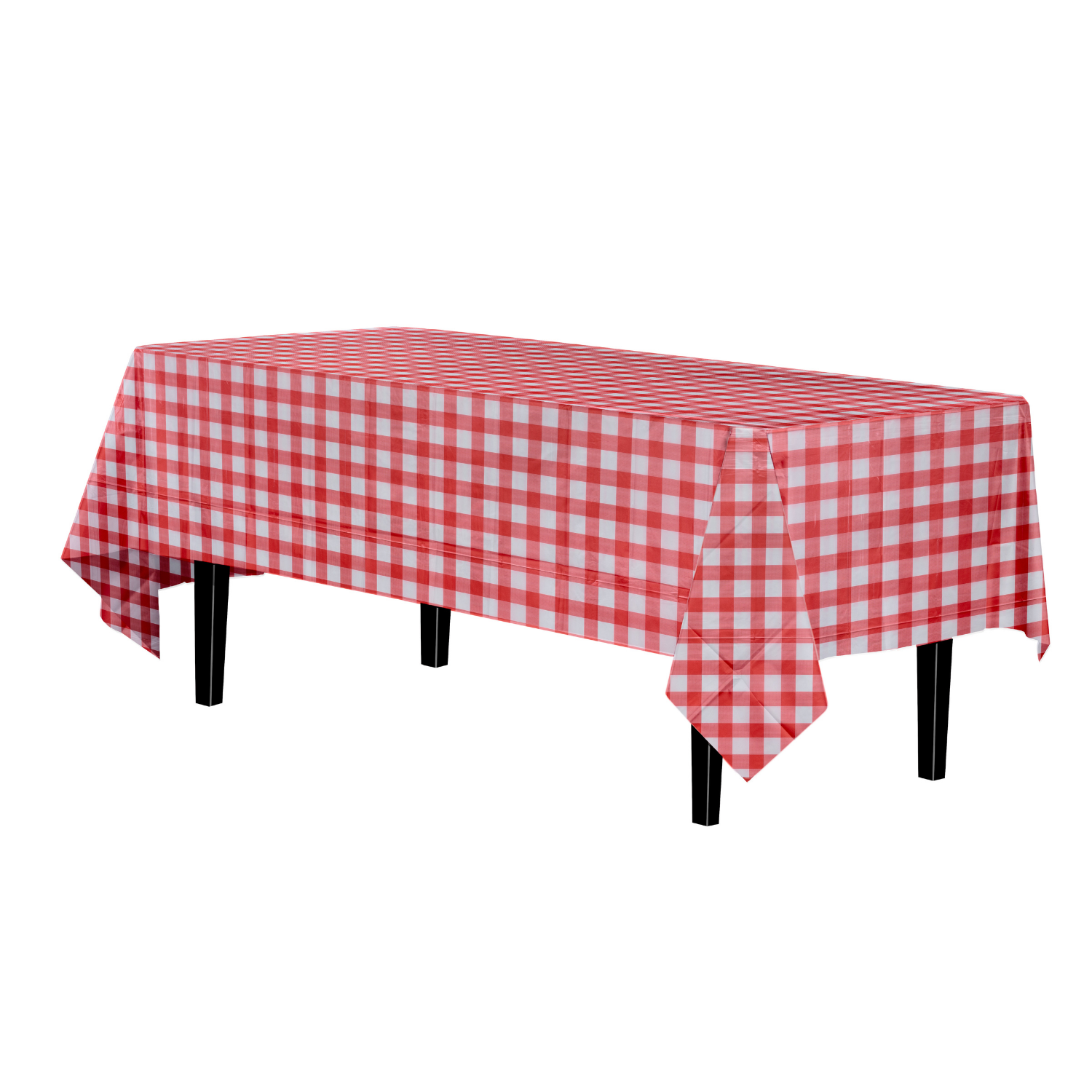 Red Gingham Plastic Table Cloth | 48 Count