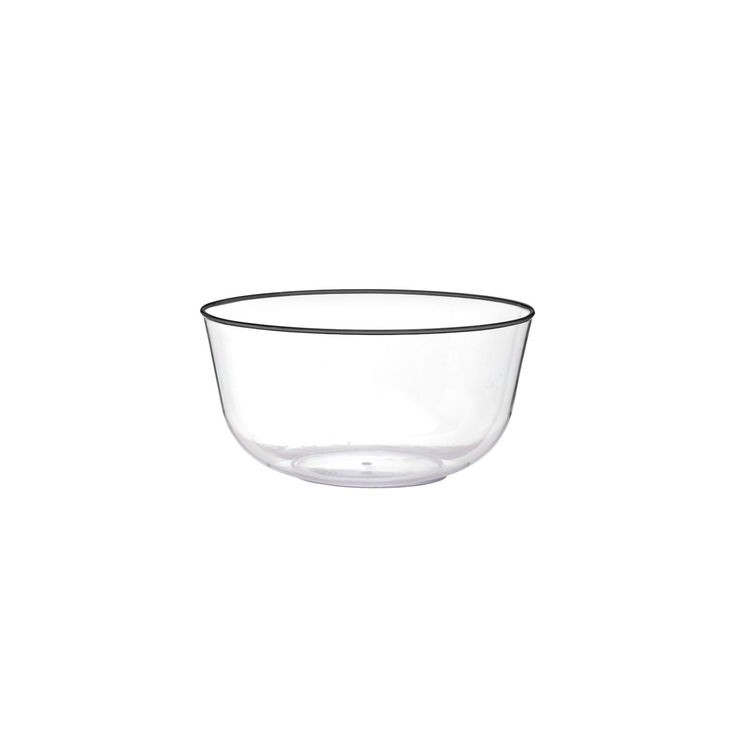 Classic Clear & Black Rim Design Plastic Bowls (120 Count)