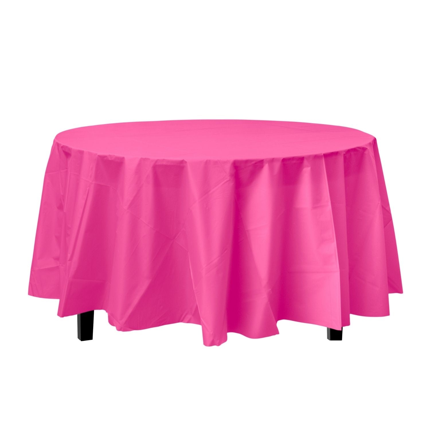 Premium Round Cerise Plastic Tablecloth | 96 Count