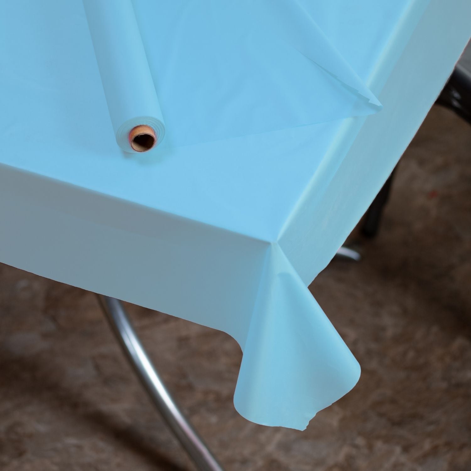 40 In. X 100 Ft. Premium Light Blue Plastic Table Roll | 6 Pack