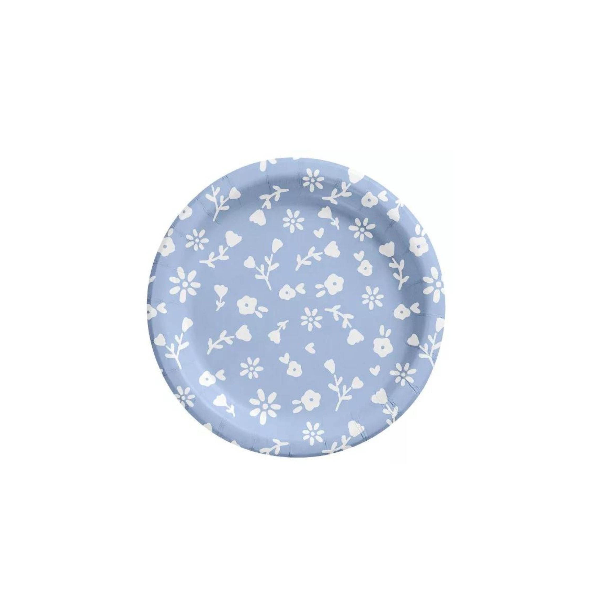 6.75 In. Light Blue Floral Paper Snack Plates | 360