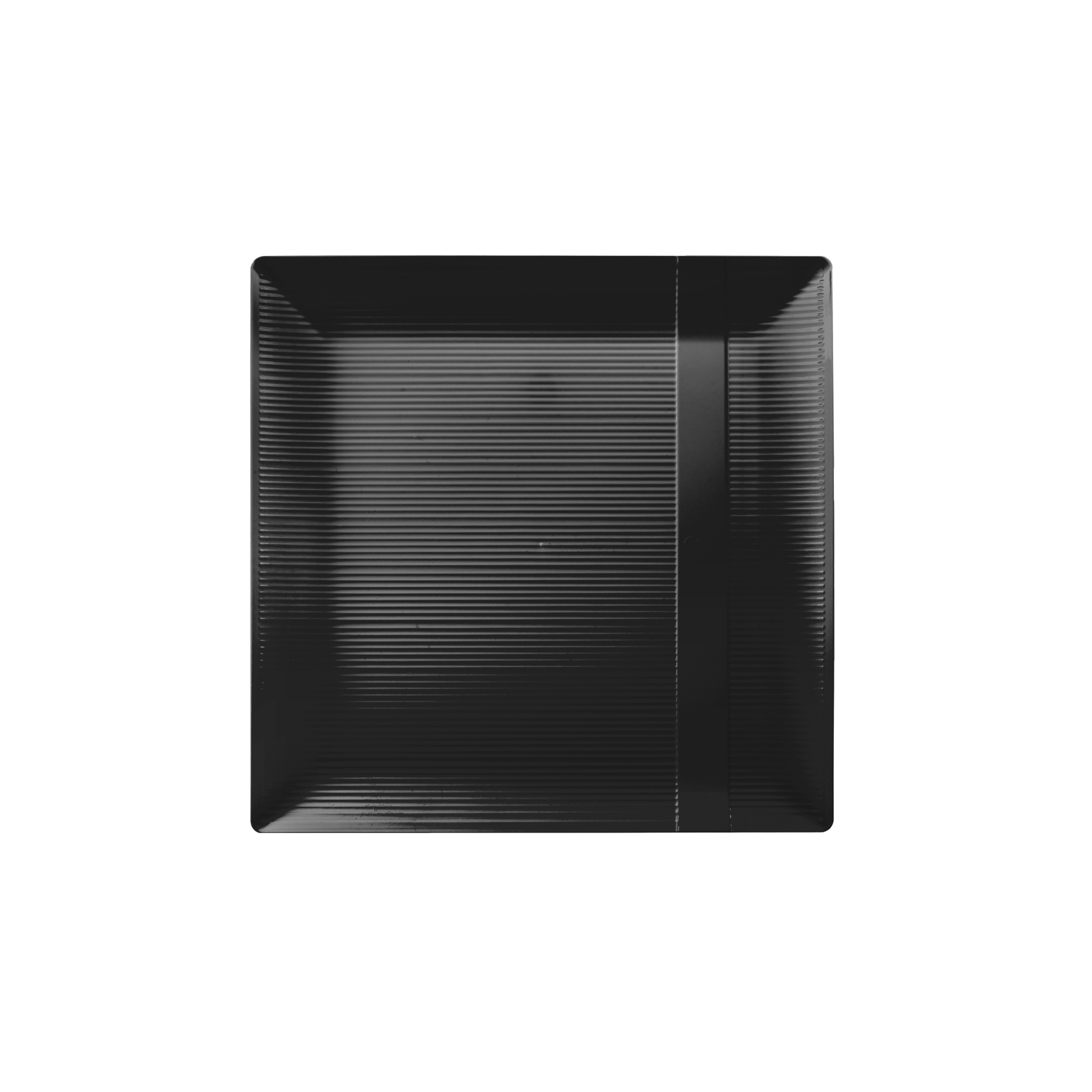 6.5" Zen Ridged Black Square Plastic Plates (120 Count)