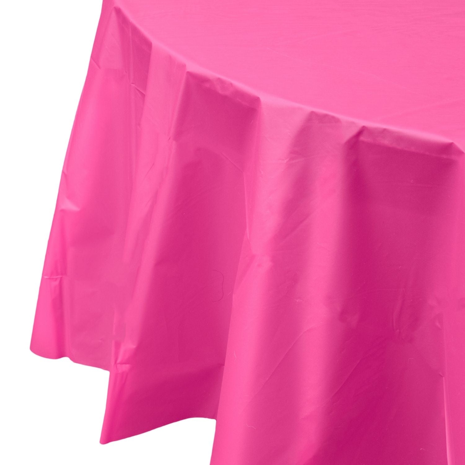 Premium Round Cerise Plastic Tablecloth | 96 Count