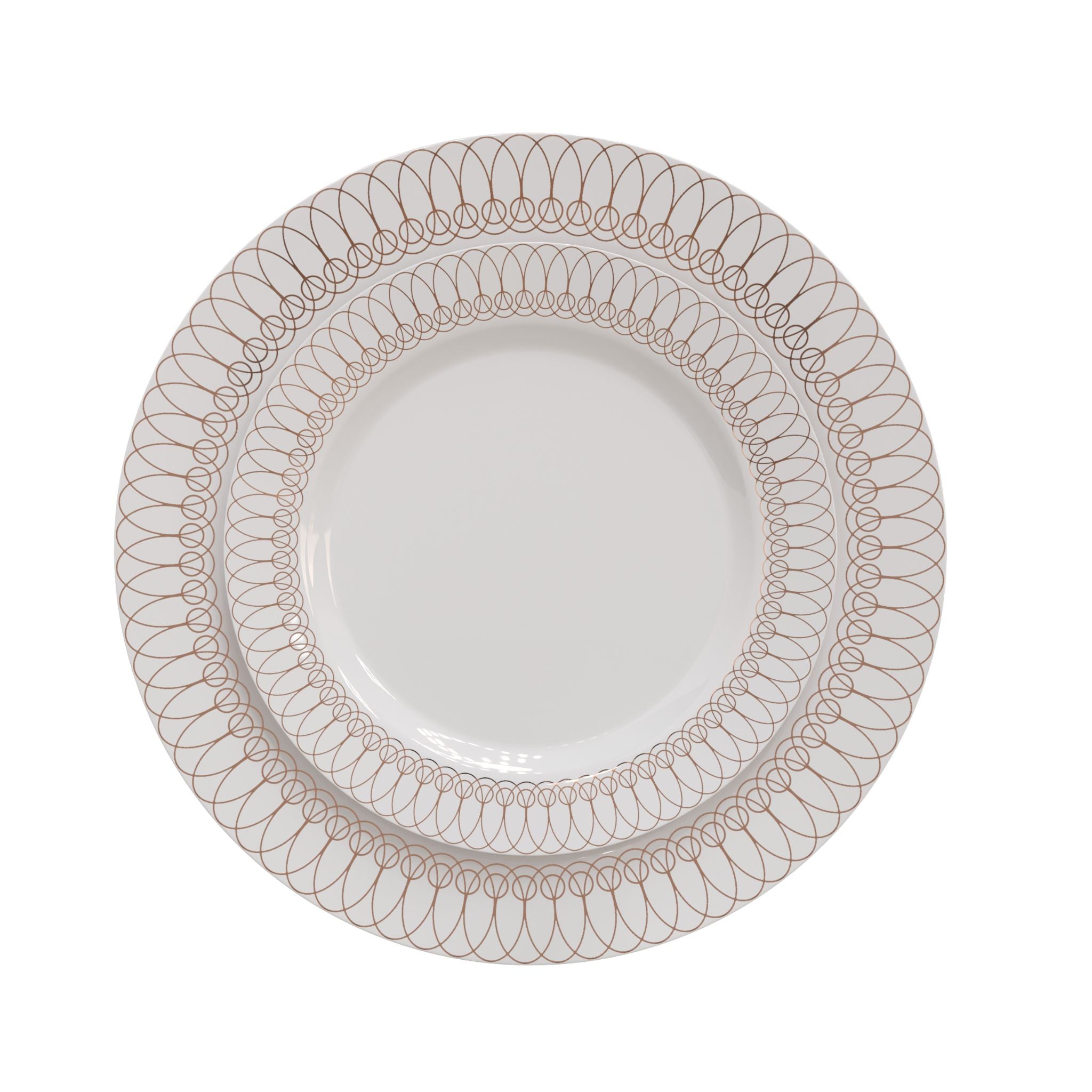 Rose Gold Ovals Combo | 120 Dinner Plates + 120 Salad Plates