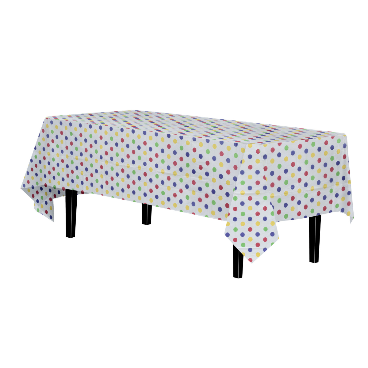 Multi Polka Dot Printed Plastic Tablecloth | 48 Count