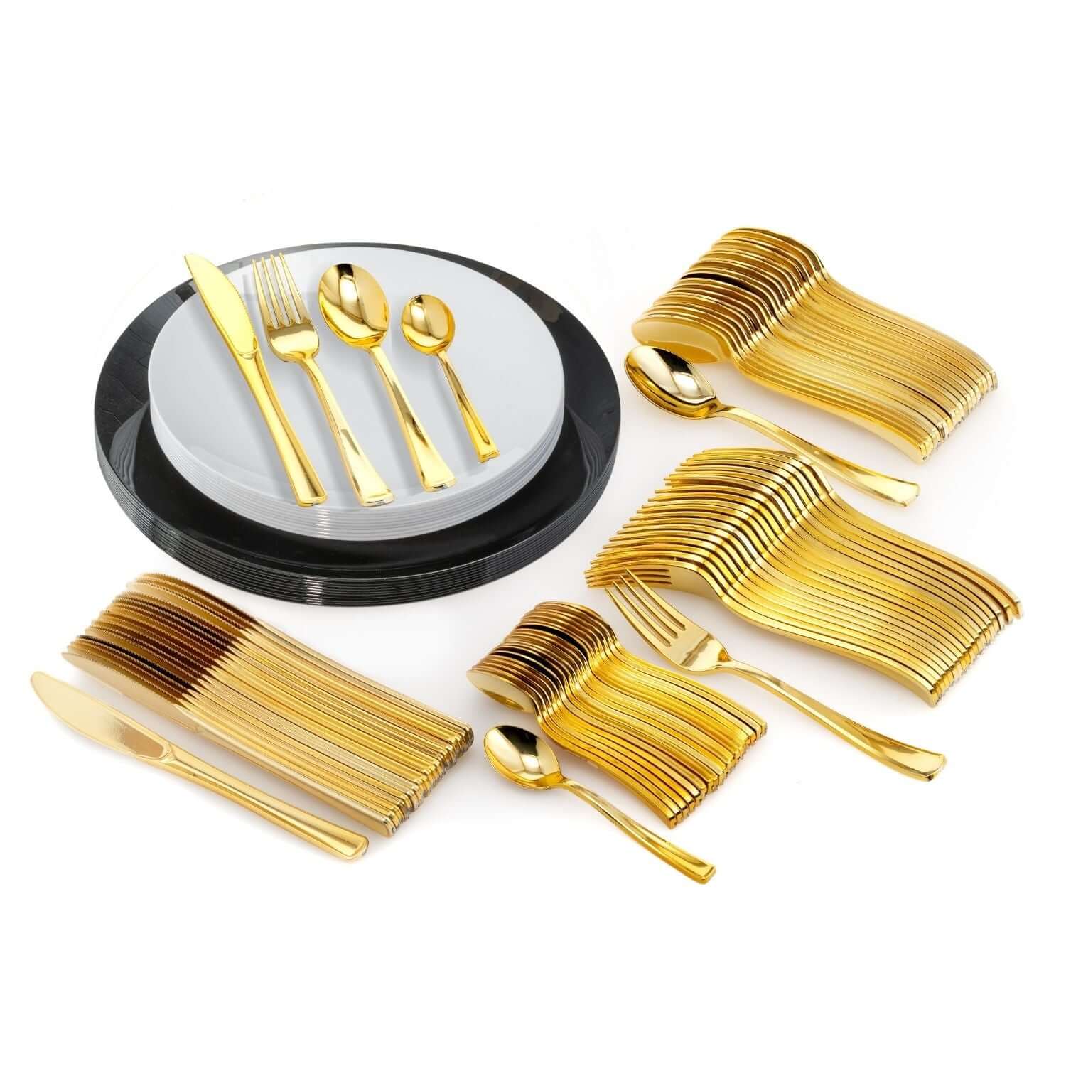 140 Piece Black & White Combo Set | Serves 20 Guests