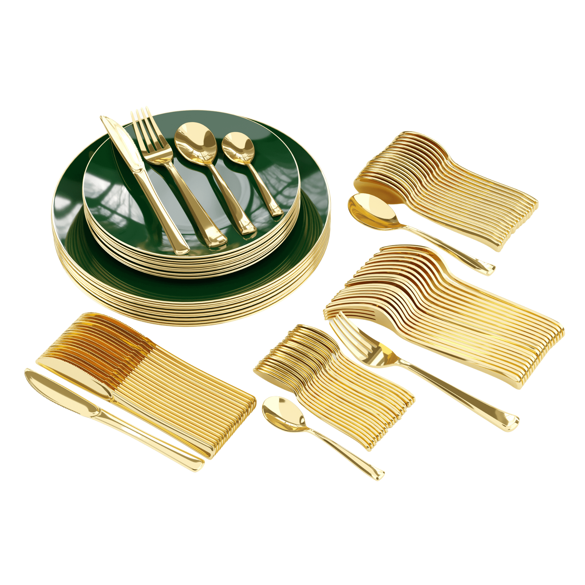 140 Piece Green Classic Combo Set | Serves 20 Guests