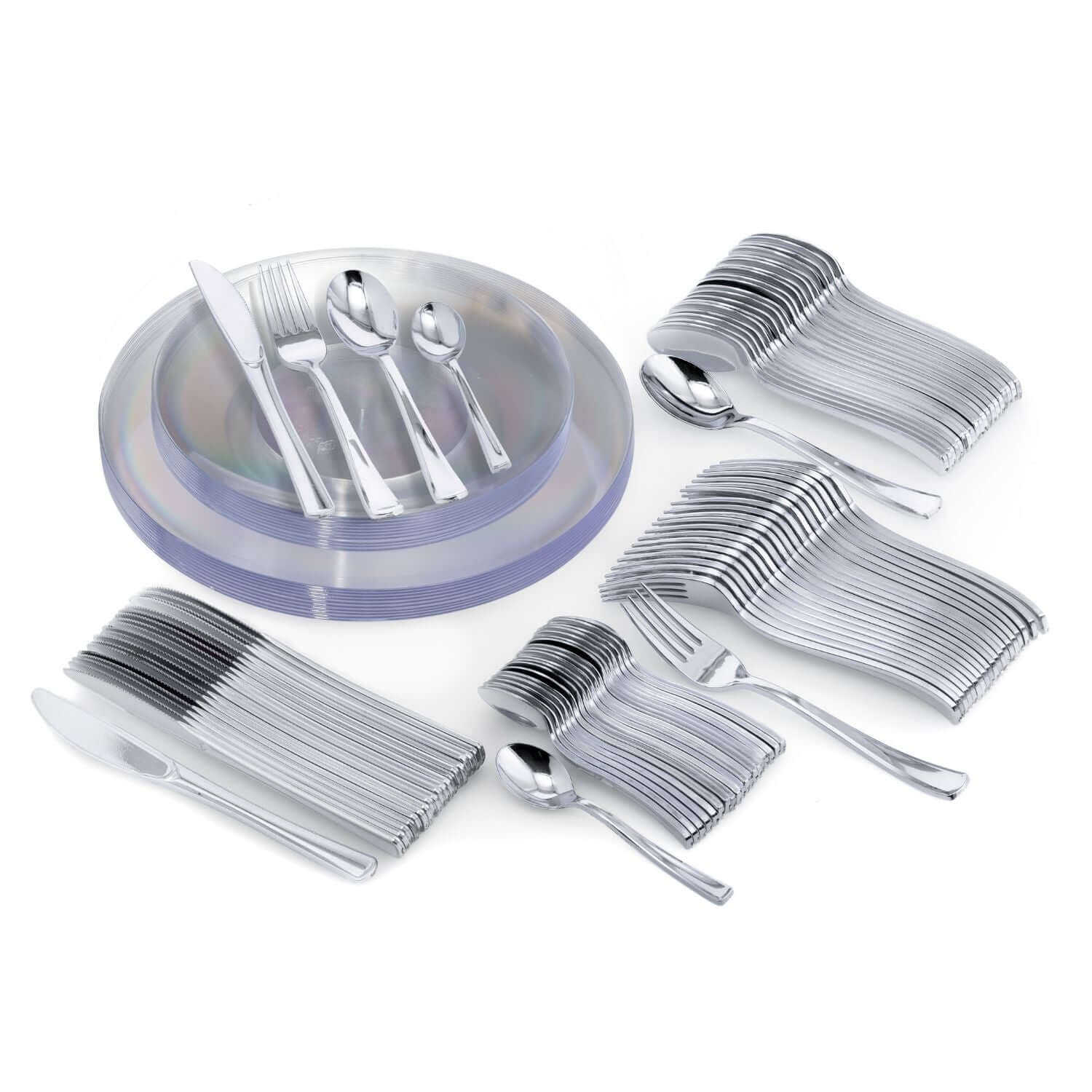 140 Piece Clear Combo Set | Serves 20 Guests