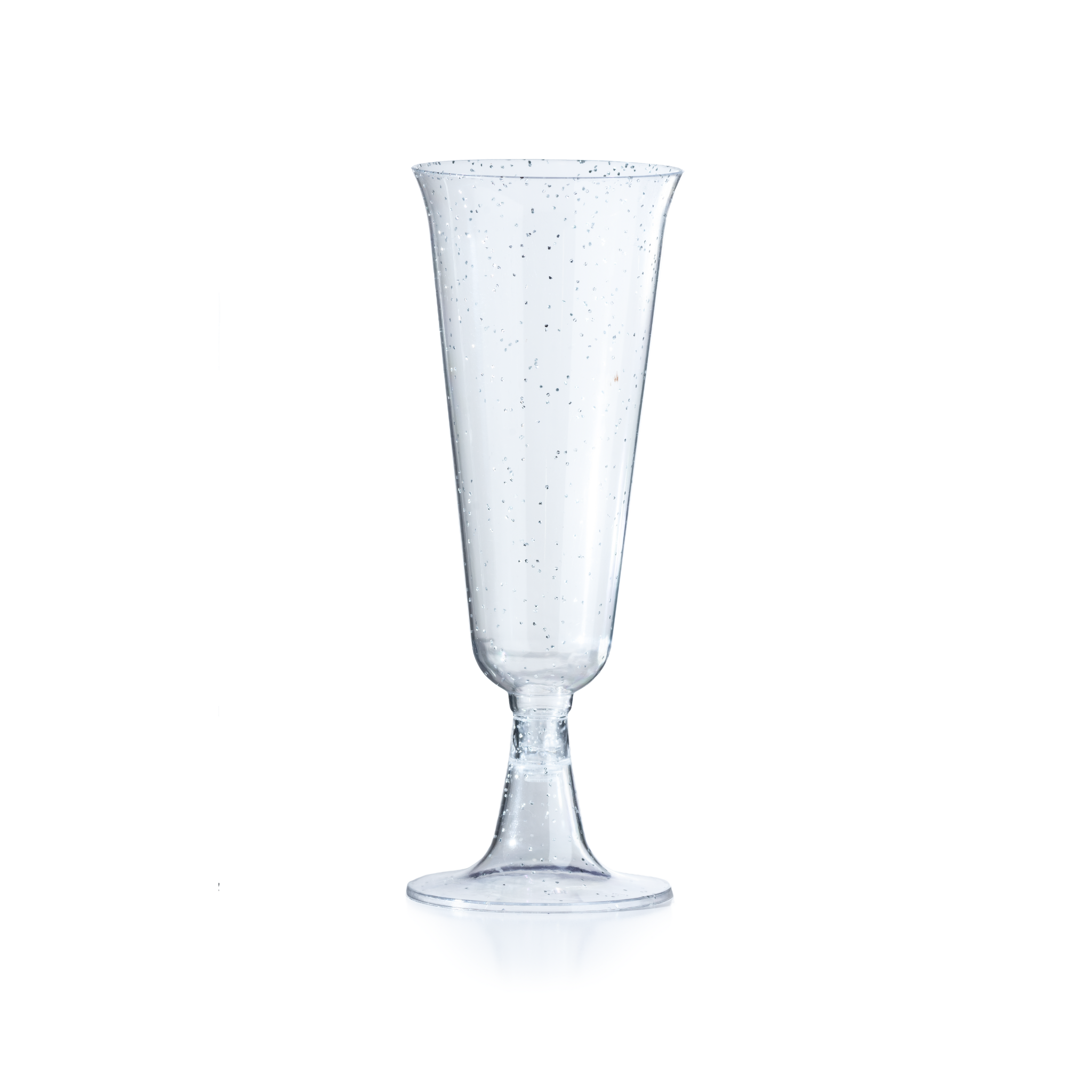 5 oz. Silver Sparkle Plastic Flute Glasses | 144 Count