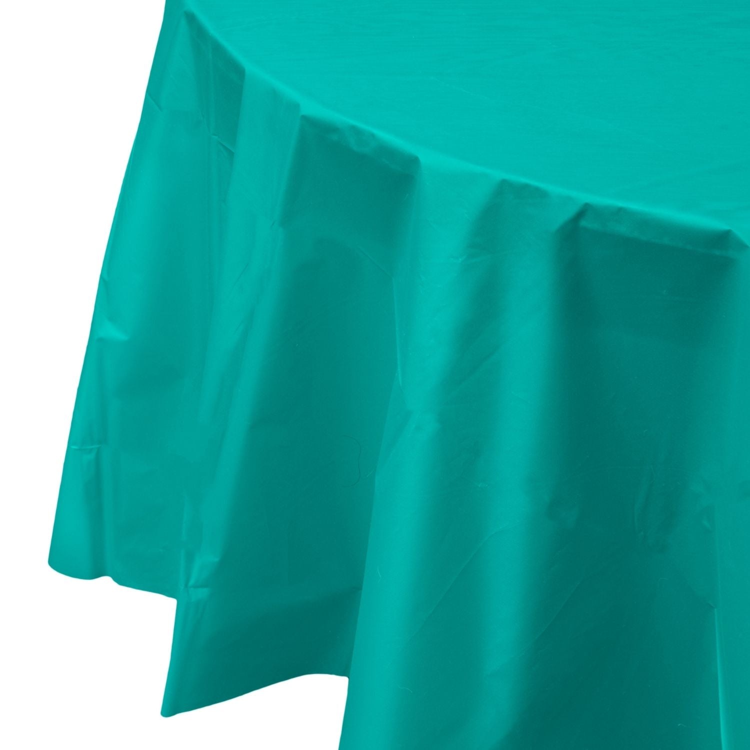 Premium Round Teal Plastic Tablecloth | 96 Count