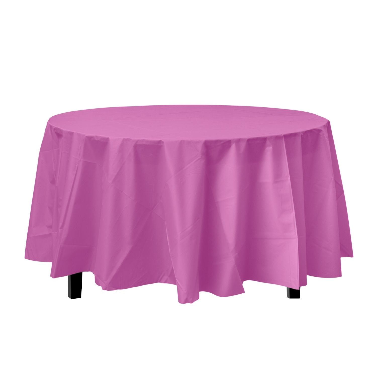 Premium Round Magenta Plastic Tablecloth | 96 Count