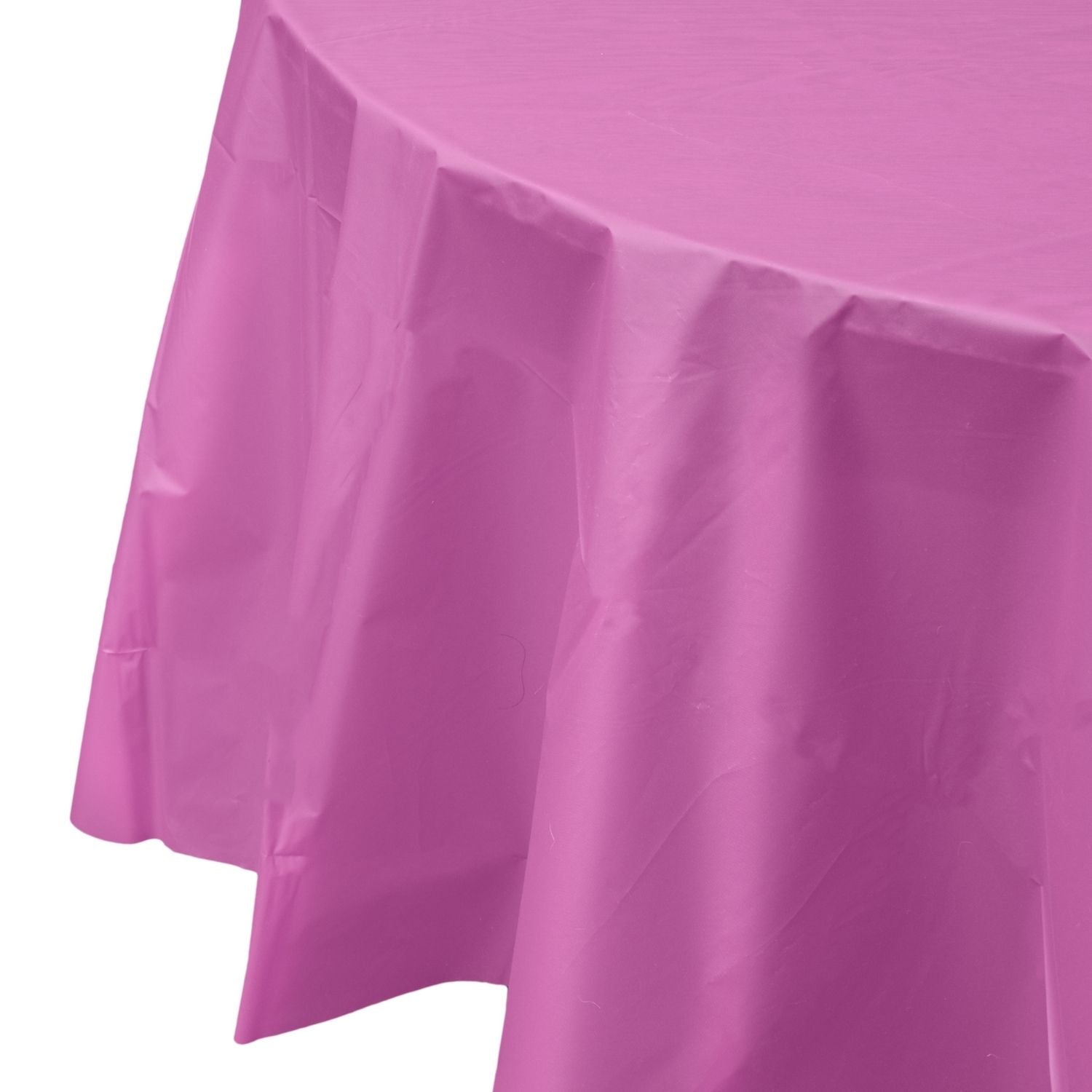 Magenta Round Plastic Tablecloth | 48 Count