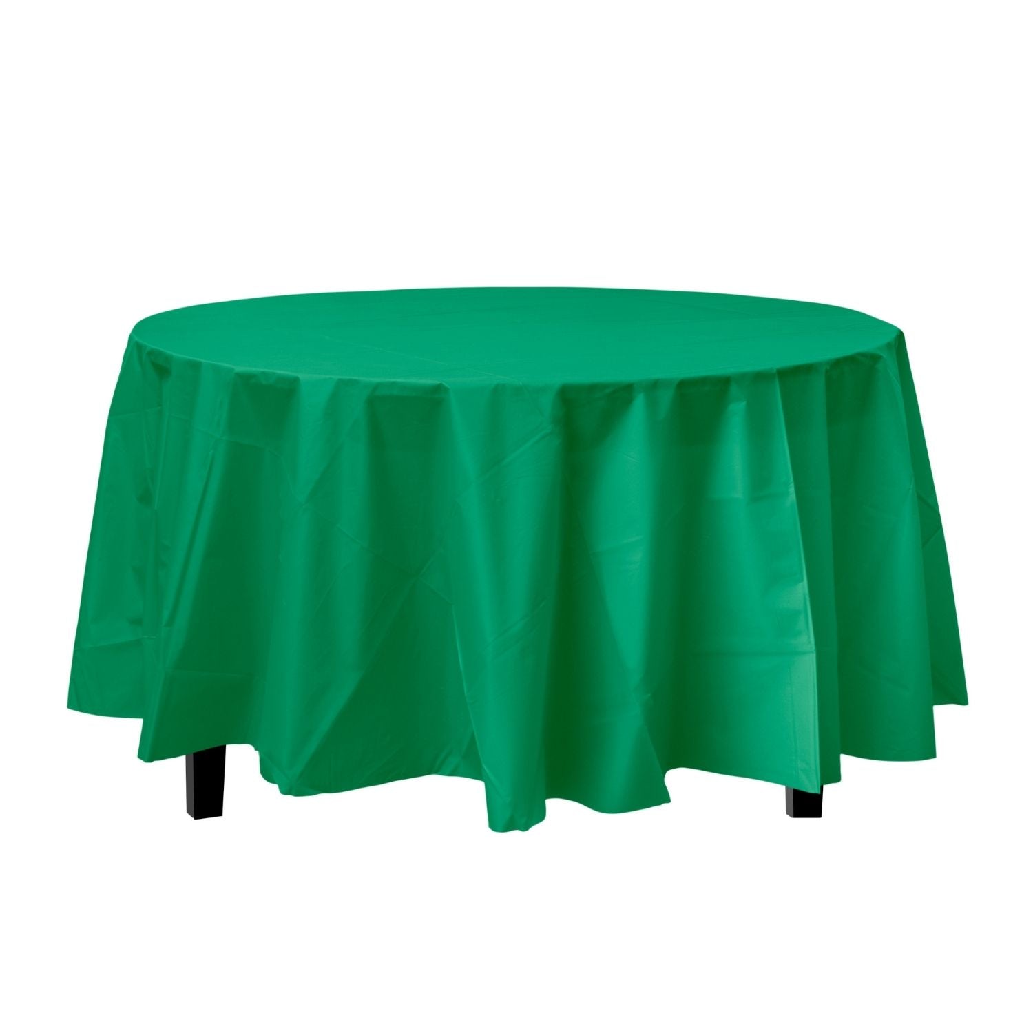 Emerald Green Round Plastic Tablecloth | 48 Count