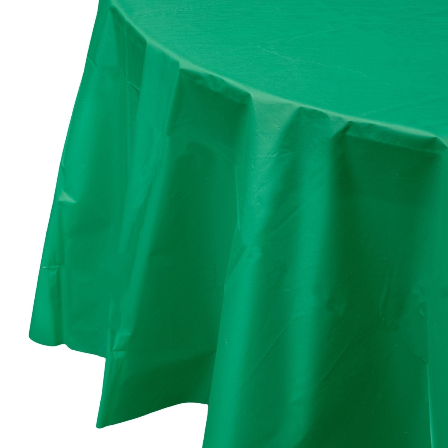 Premium Round Emerald Green Plastic Tablecloth | 96 Count