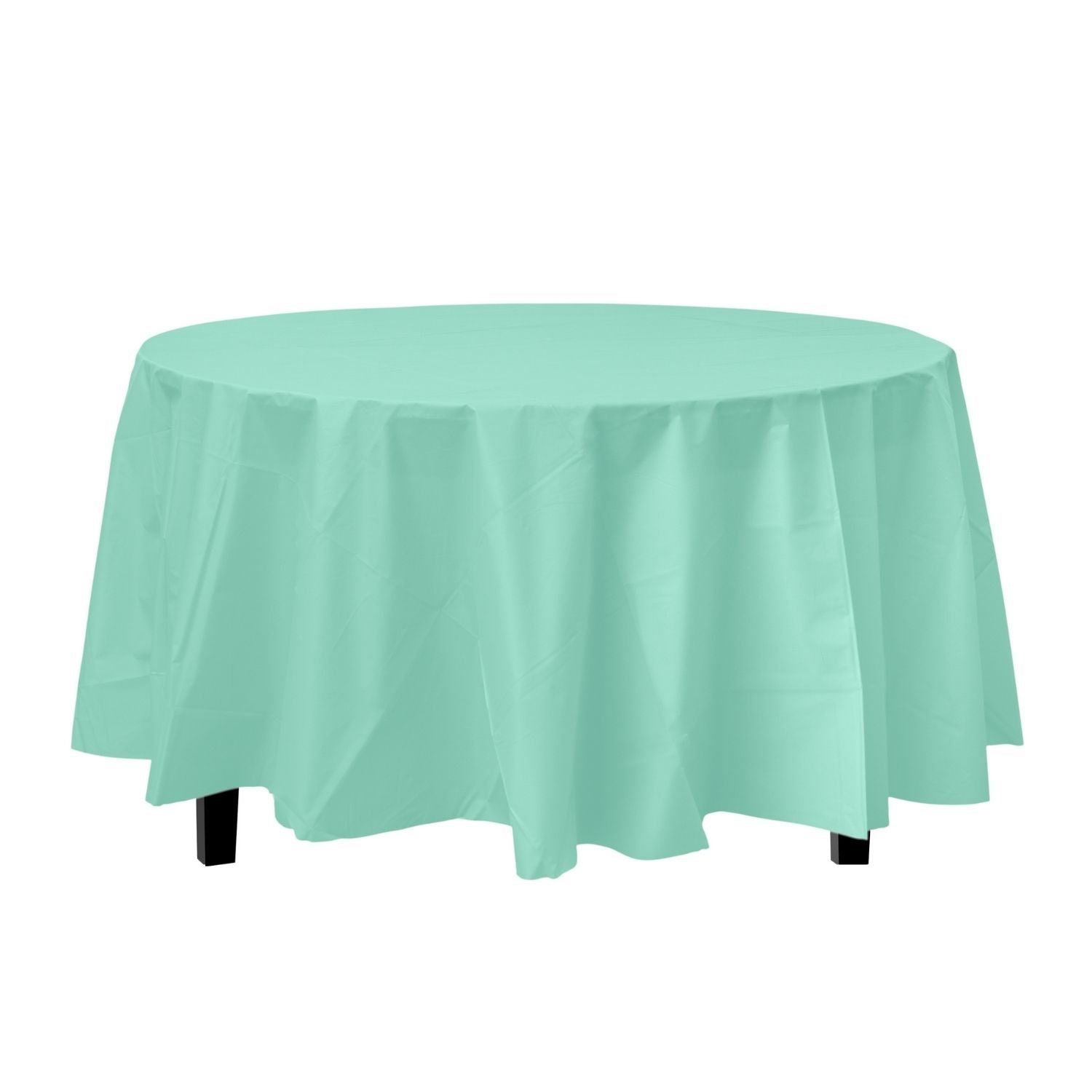 Premium Round Mint Plastic Tablecloth | 96 Count