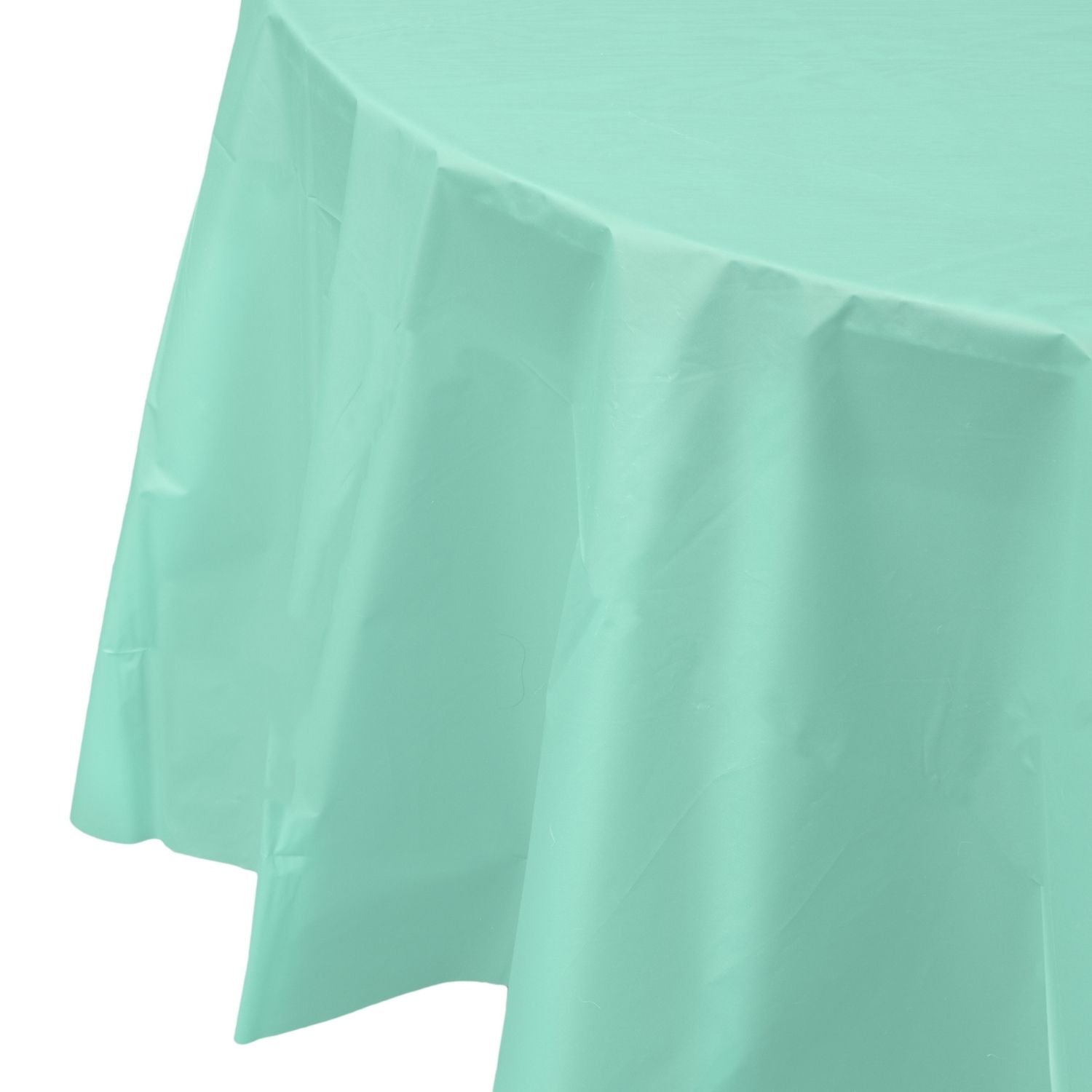 Mint Round Plastic Tablecloth | 48 Count