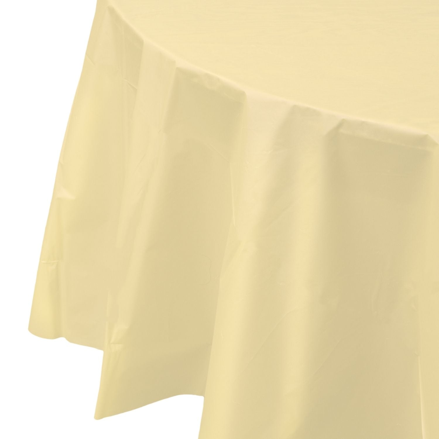 Light Yellow Round Plastic Tablecloth | 48 Count