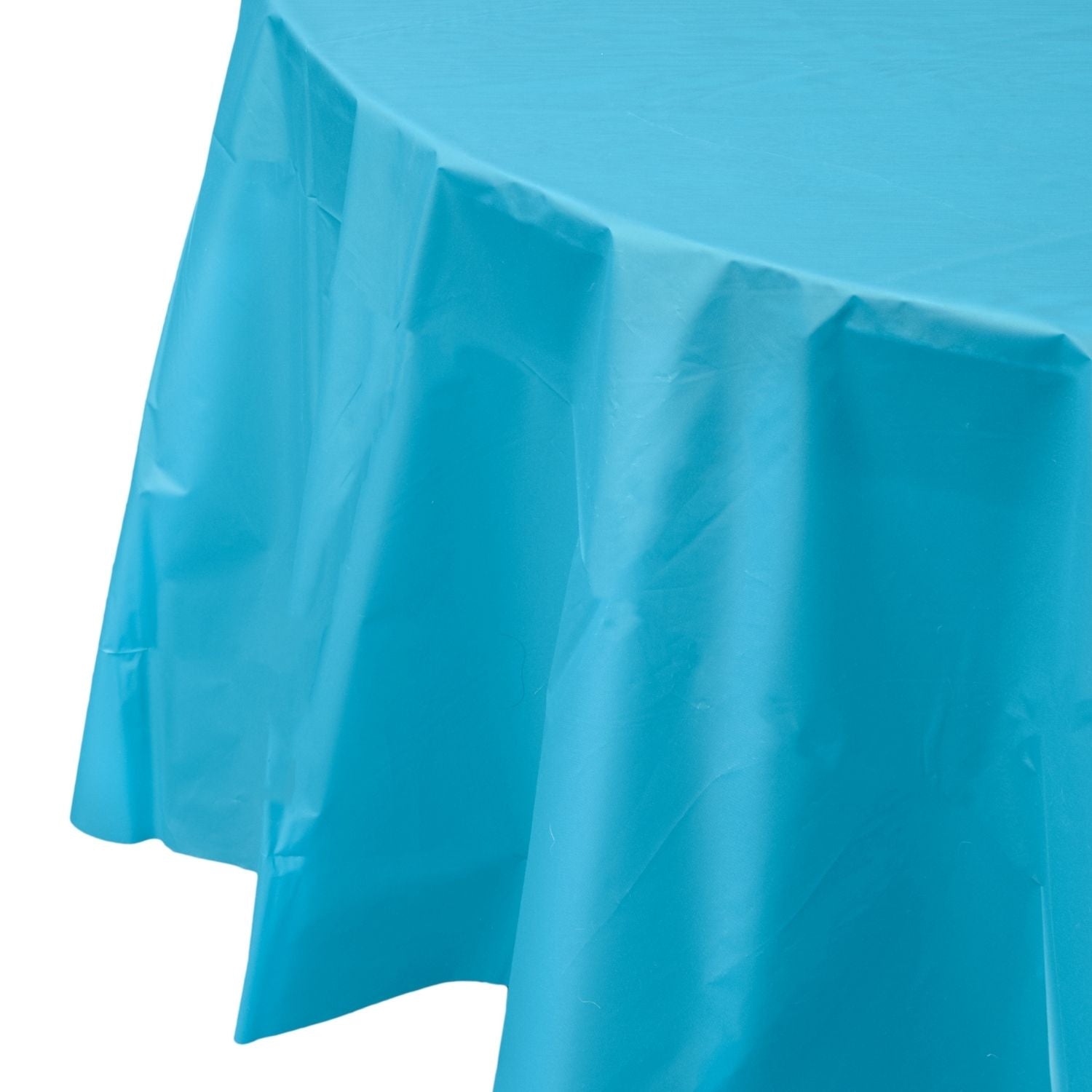 Premium Round Turquoise Plastic Tablecloth | 96 Count
