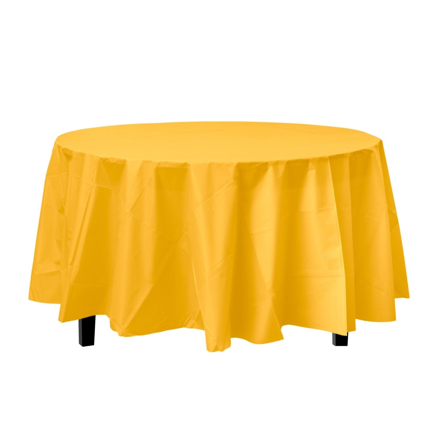 Premium Round Yellow Plastic Tablecloth | 96 Count