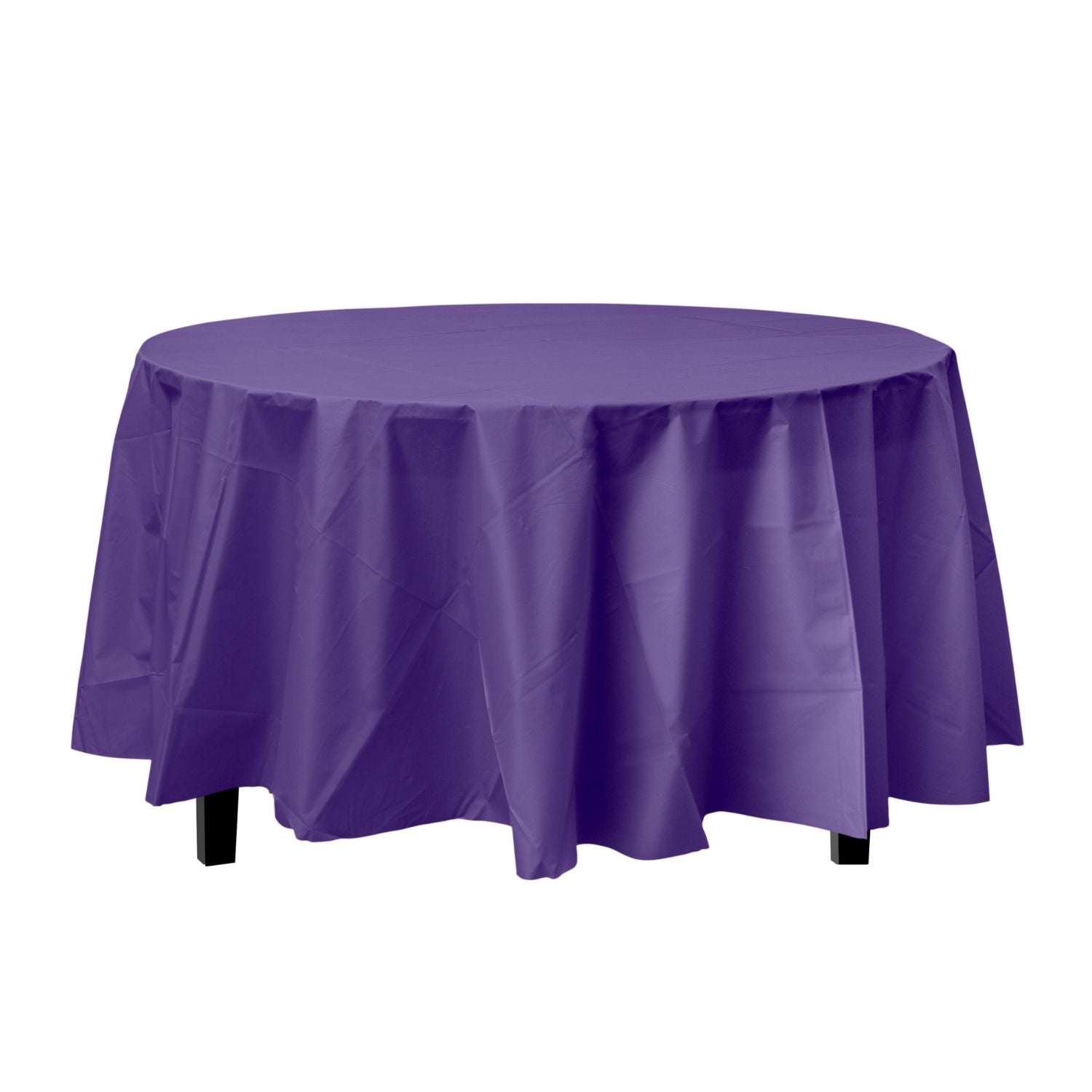 Premium Round Purple Plastic Tablecloth | 96 Count