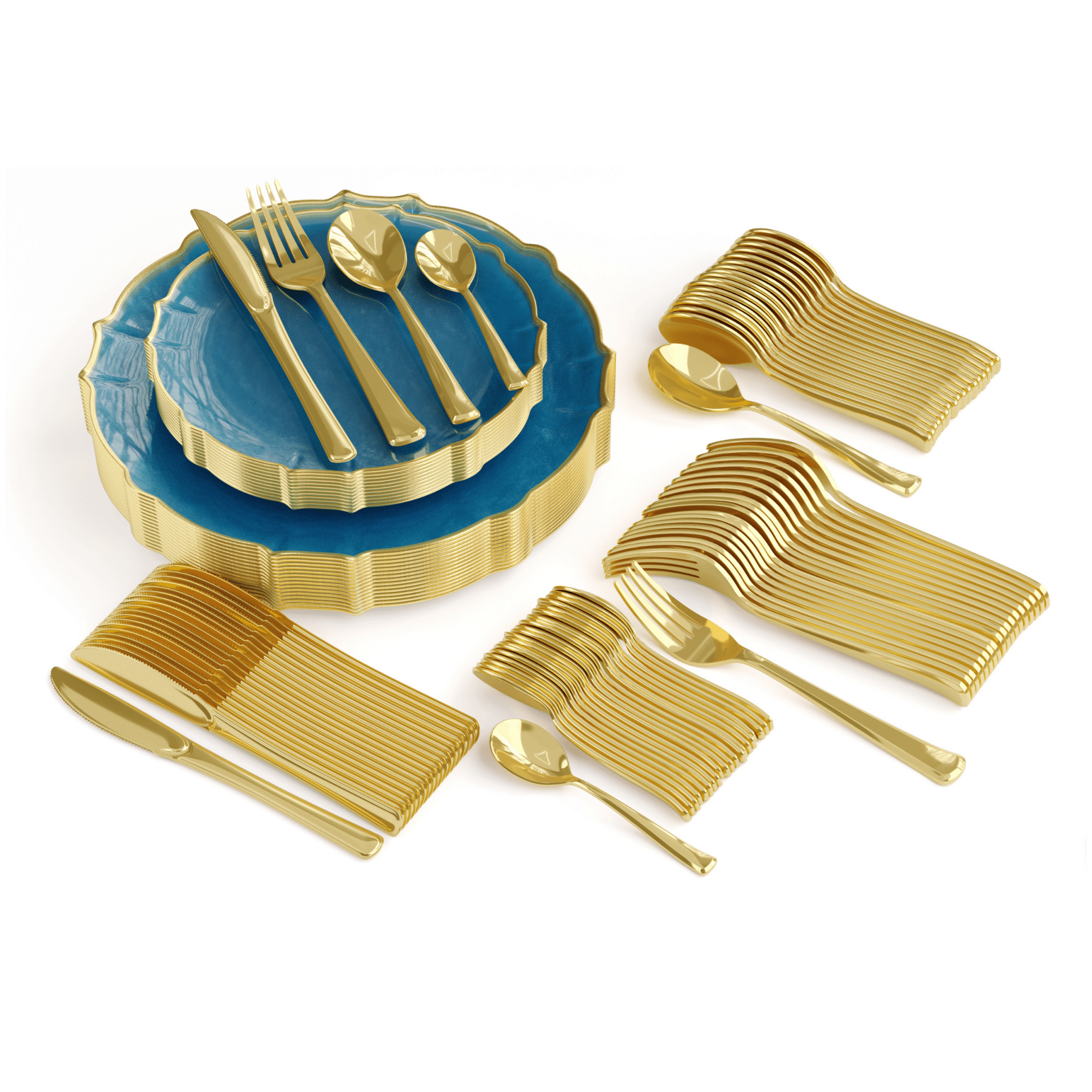 140 Piece Peacock Petal Combo Set | Serves 20 Guests