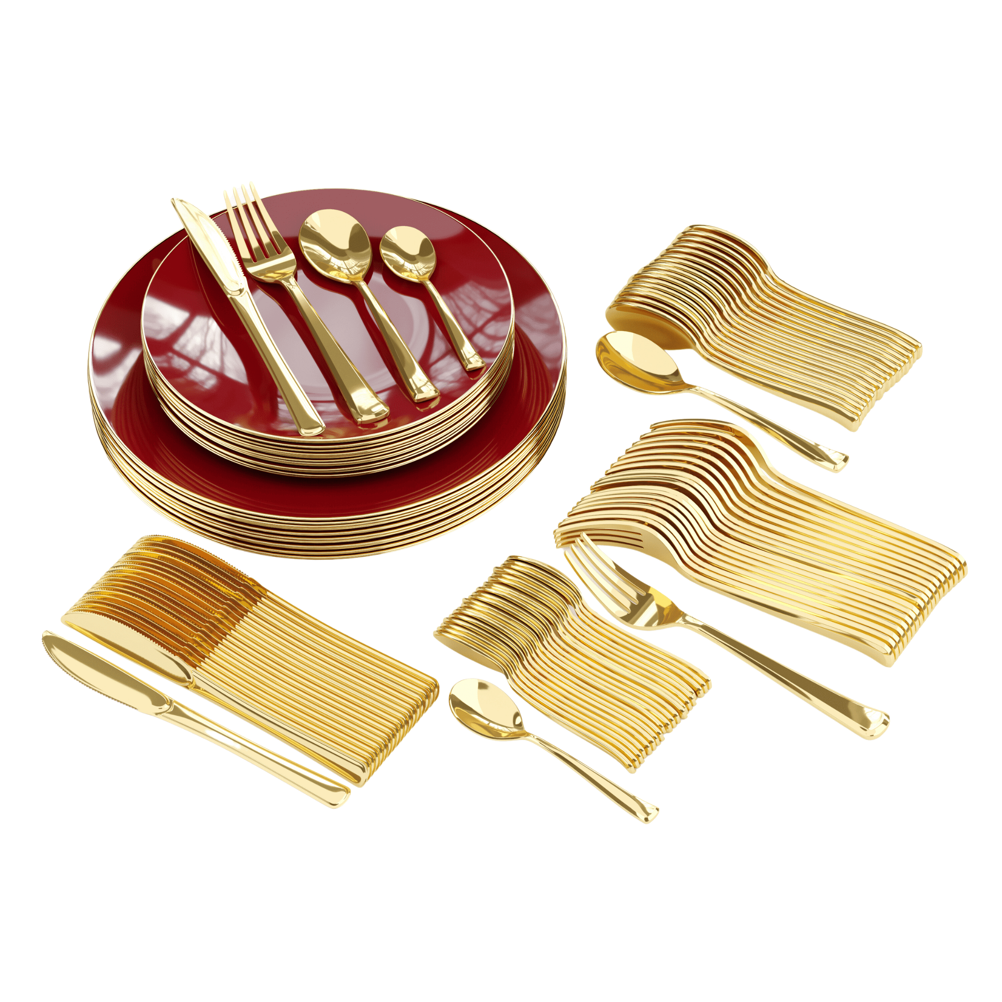 140 Piece Burgundy Combo Set | Serves 20 Guests