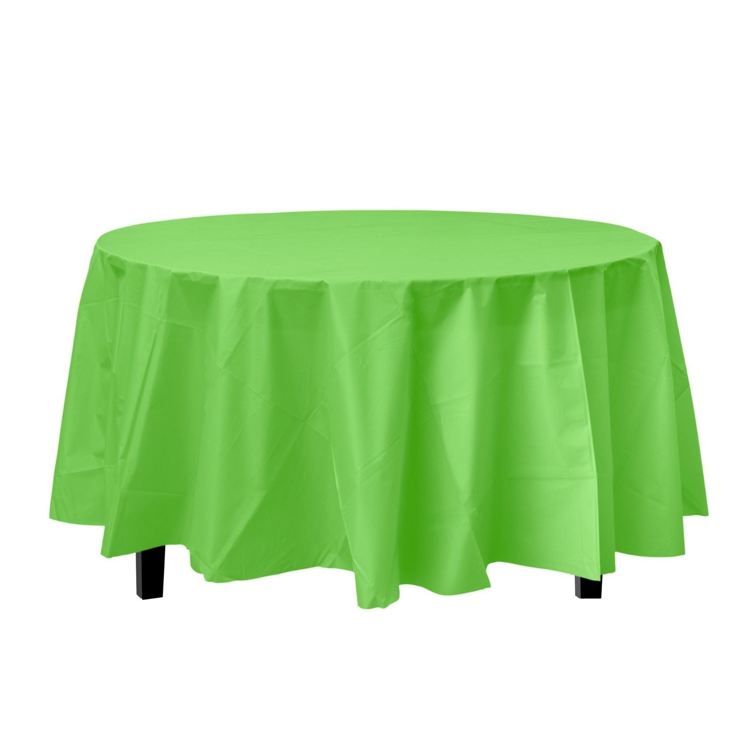 Premium Round Lime Green Plastic Tablecloth | 96 Count