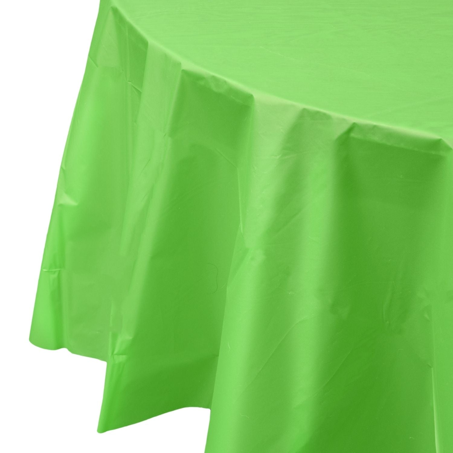 Premium Round Lime Green Plastic Tablecloth | 96 Count