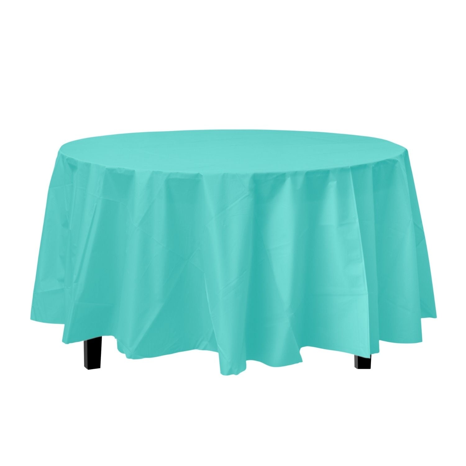 Aqua Round Plastic Tablecloth | 48 Count