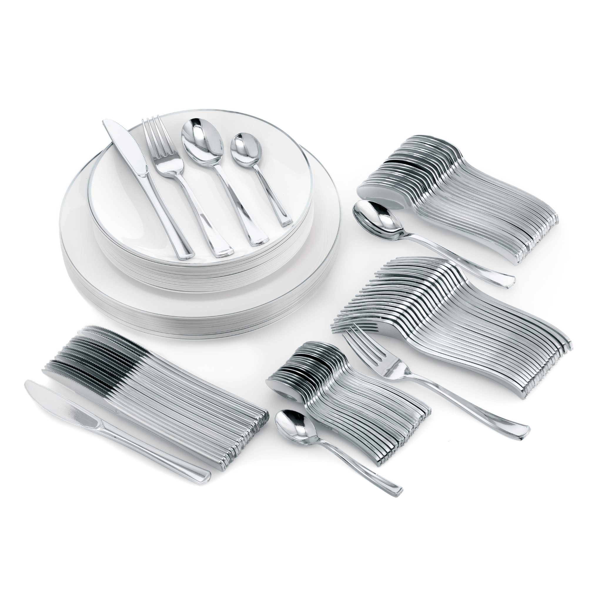 560 Piece Silver Classic Combo Set | Serves 80 Guests