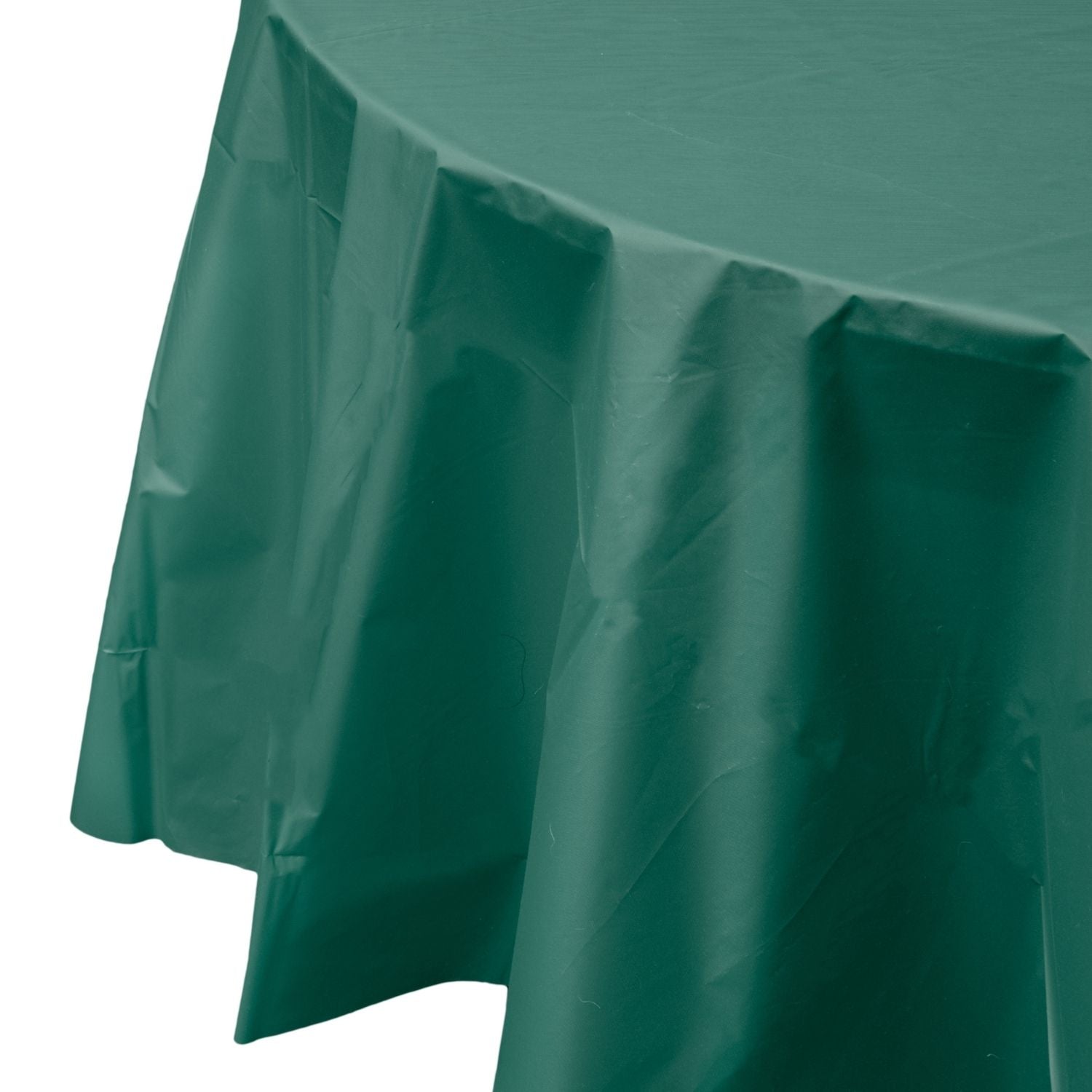 Dark Green Round Plastic Tablecloth | 48 Count