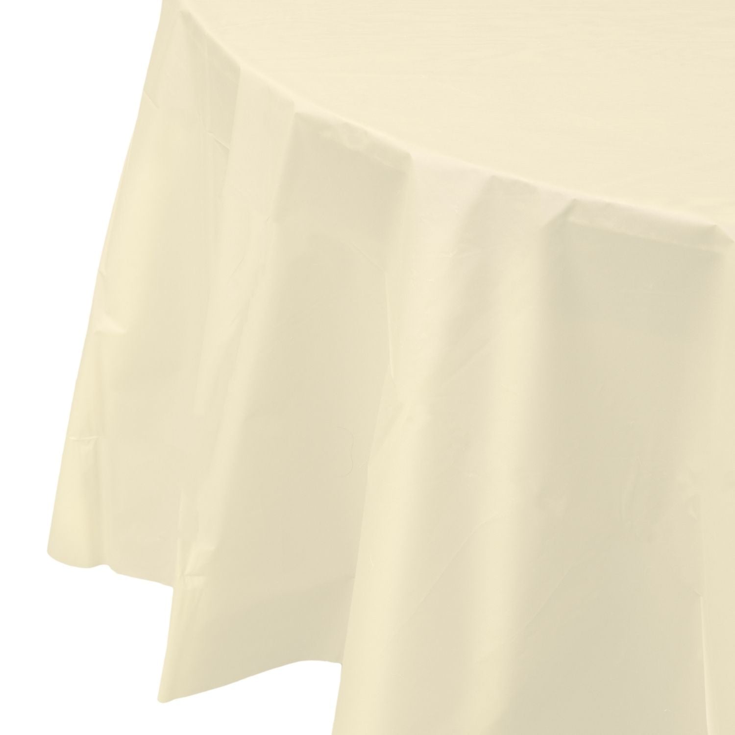 Ivory Round Plastic Tablecloth | 48 Count