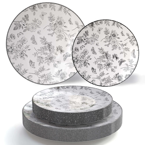 Classic Botanical Essentials Set | Dinner & Salad Plates | Serves 120