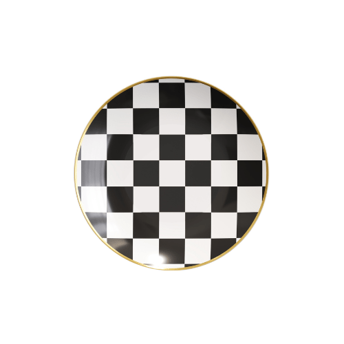 6" Checkerboard Design Plastic Plates (120 Count)