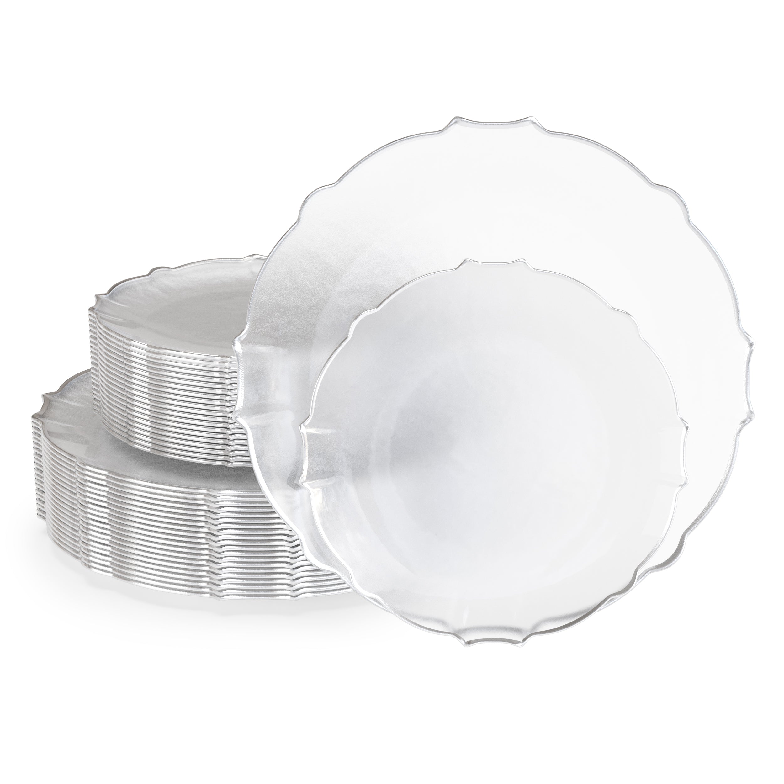 Clear/Silver Petal Plates - Combo Pack 120/120
