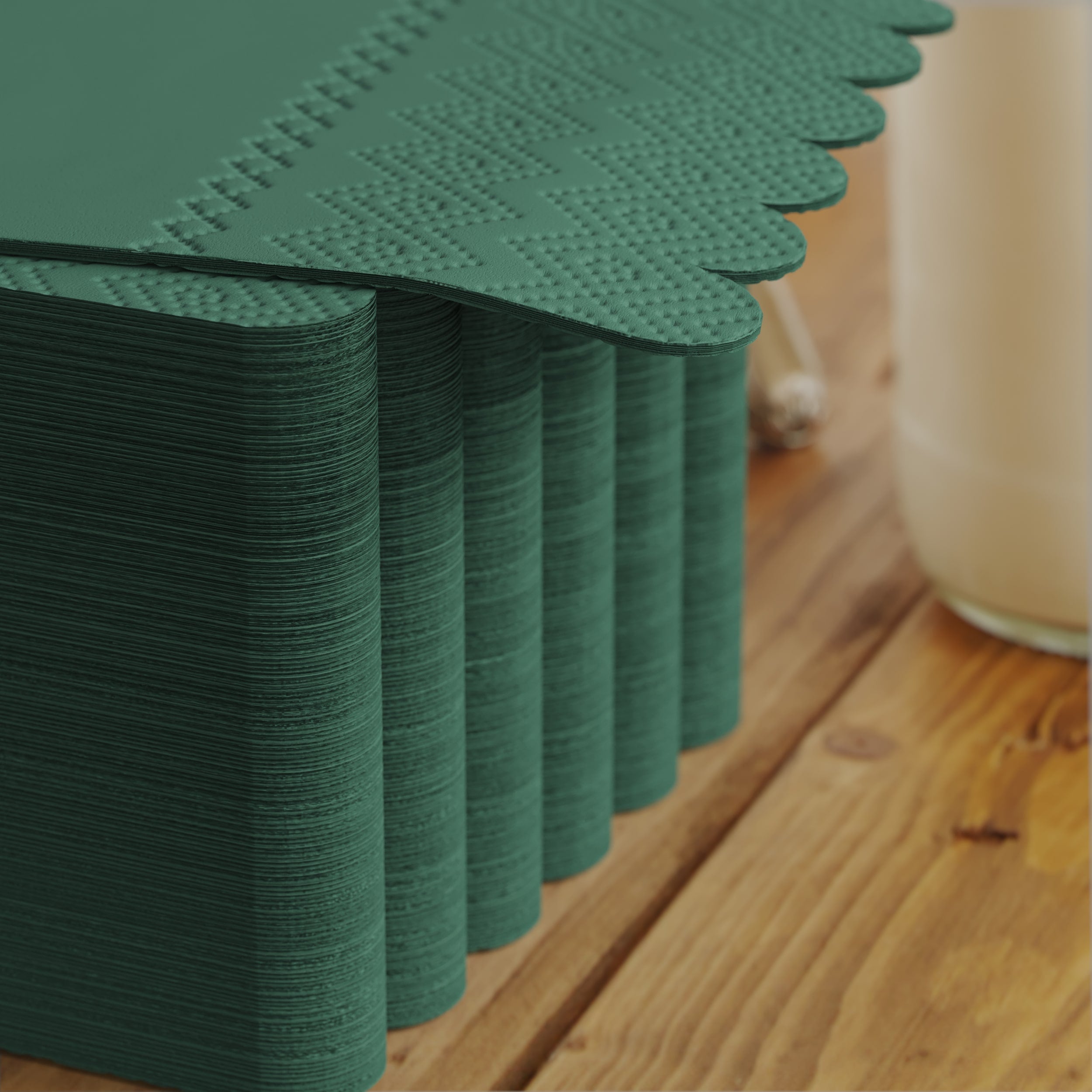3 Ply Cypress Green Scalloped Dinner Napkins | 800 Count