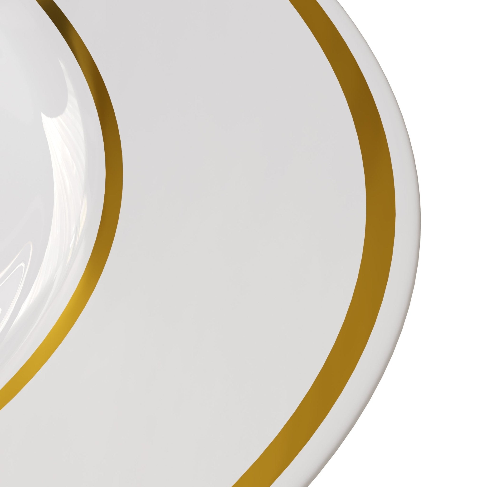 7.5" Cream/Gold Line Design Plastic Plates (120 Count)