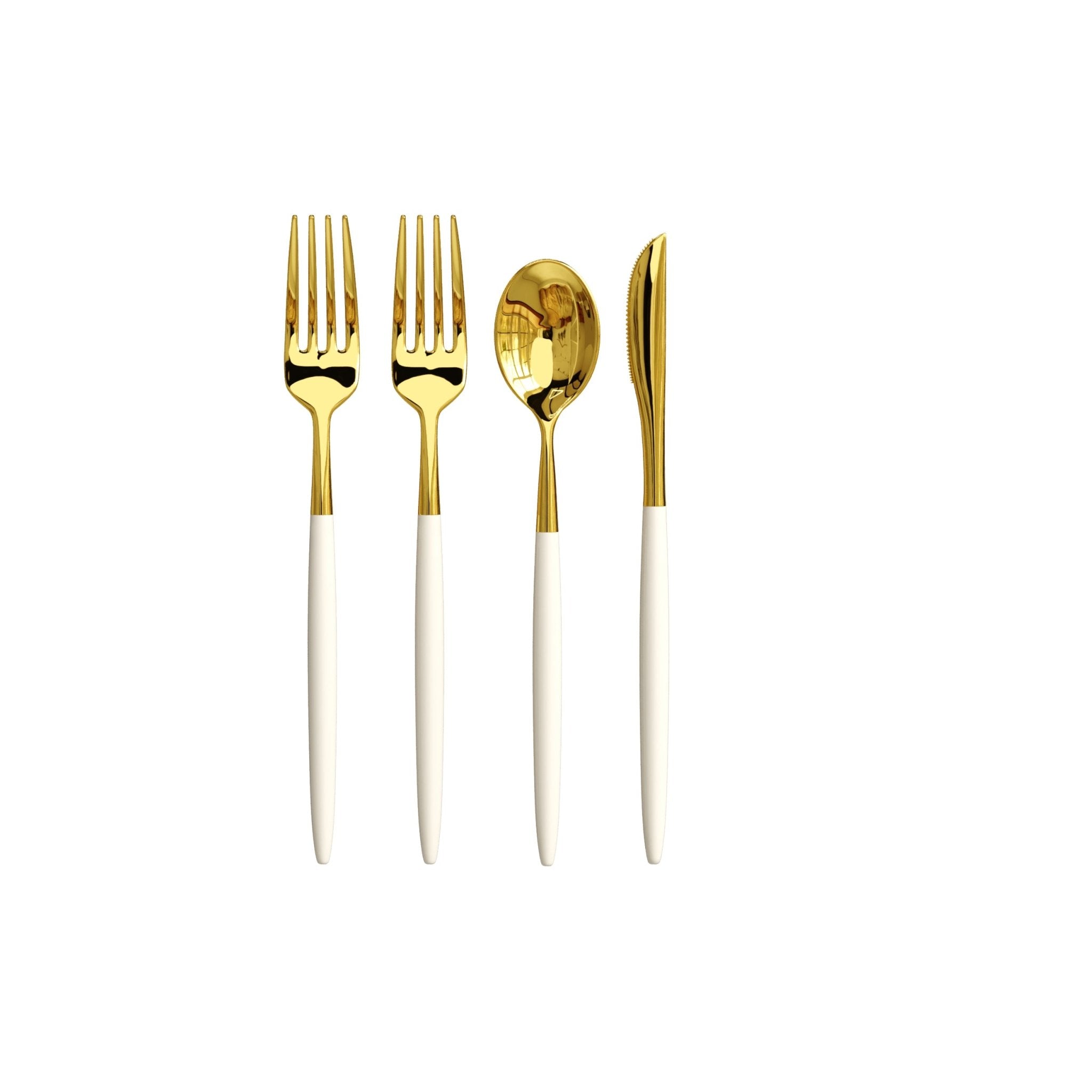 80 Piece Ivory/Gold Cutlery Combo Set