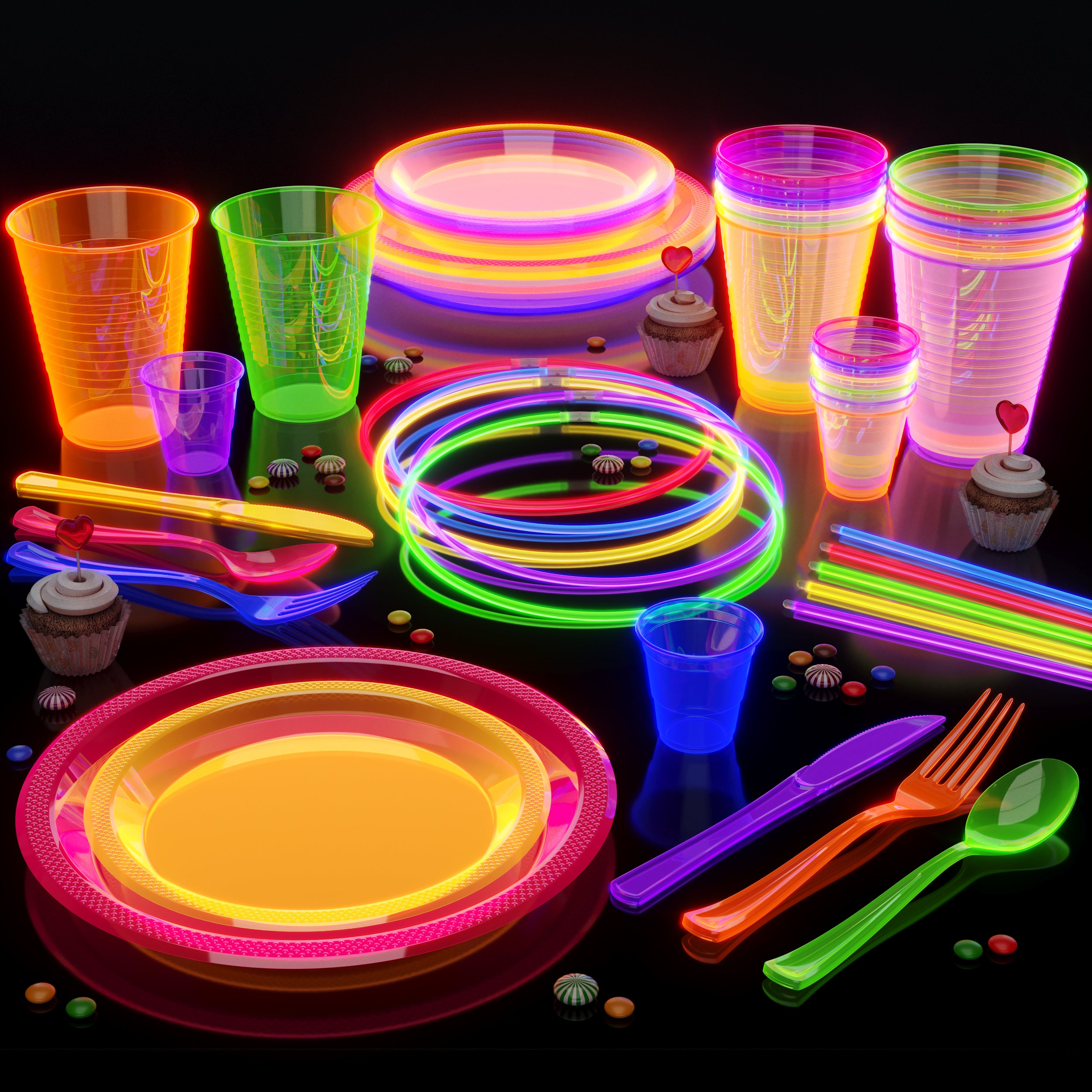 Assorted Neon Glow 9 In. Plates  (720 Count)