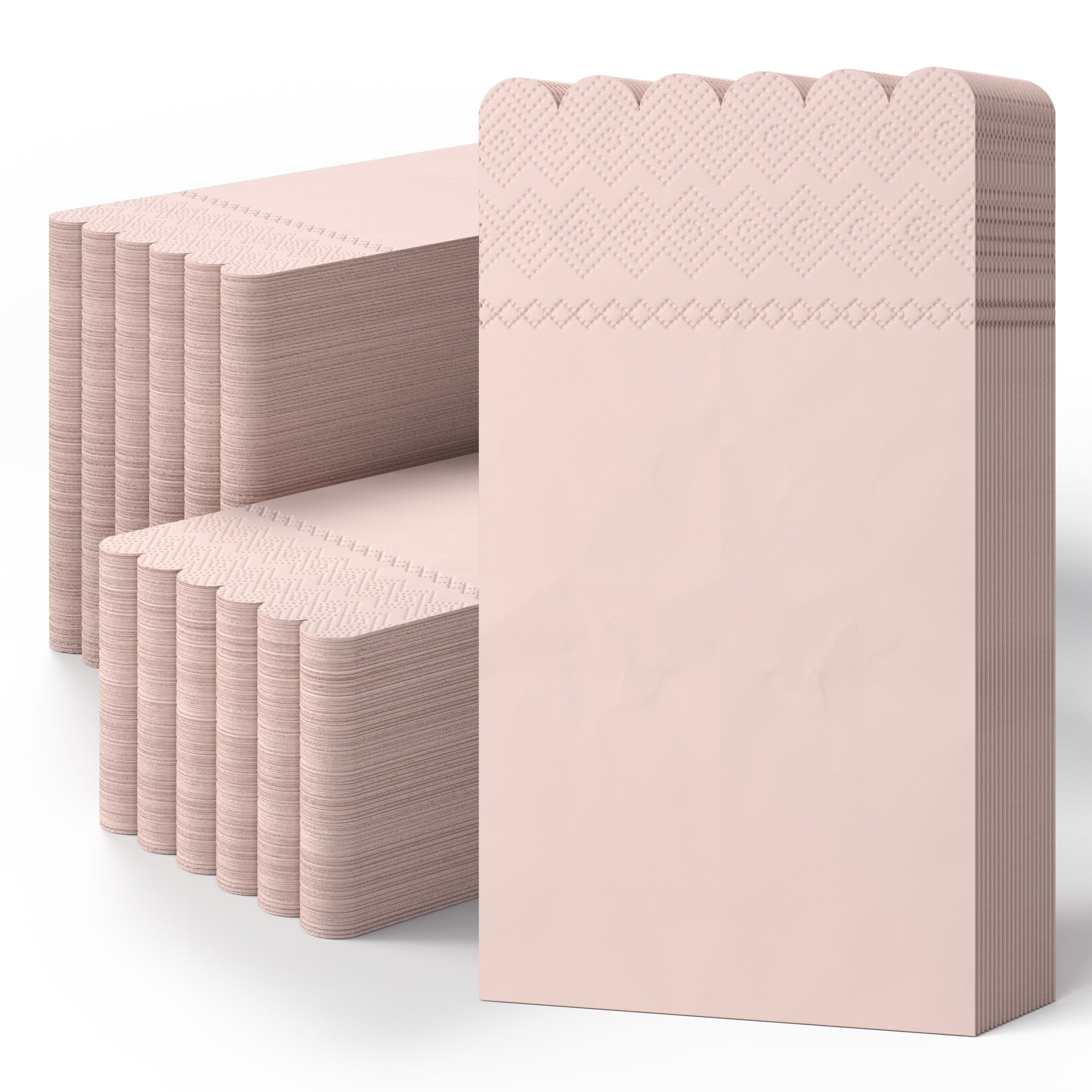 3 Ply Pink Peach Scalloped Dinner Napkins | 800 Count