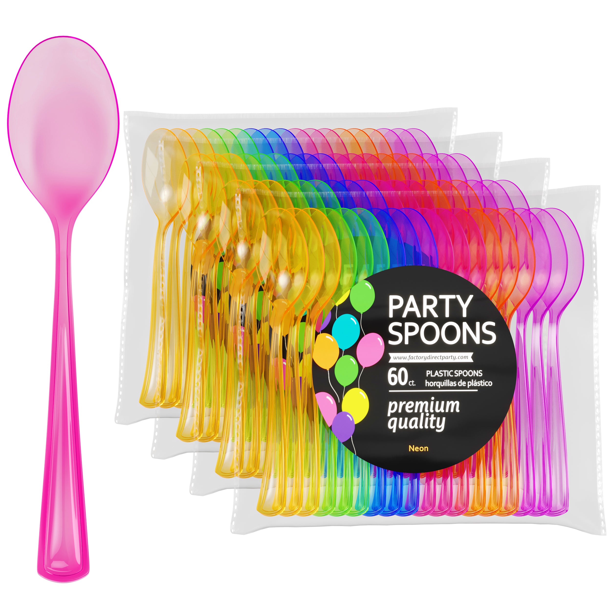 Heavy Duty Neon Plastic Spoons - 1440 Ct.