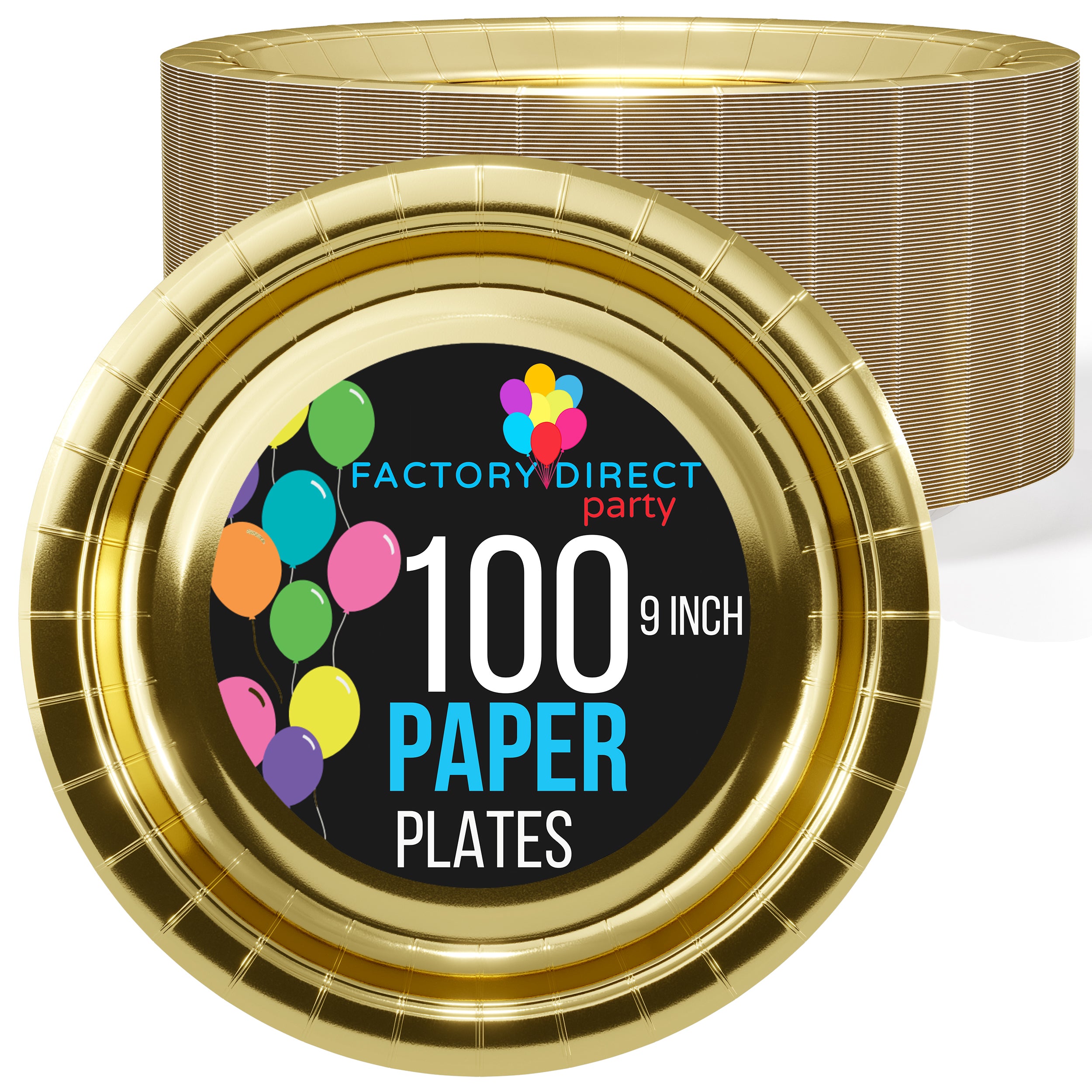 9 In. Reflective Gold Paper Plates - 500 Ct.