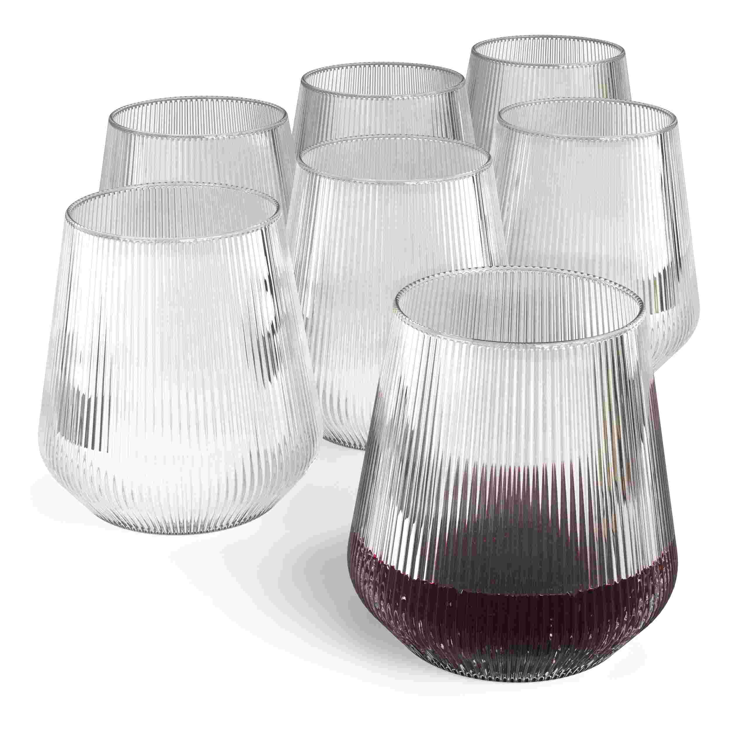 12 Oz. Stemless Ridged Wine Tumbler 48 Count | Clear